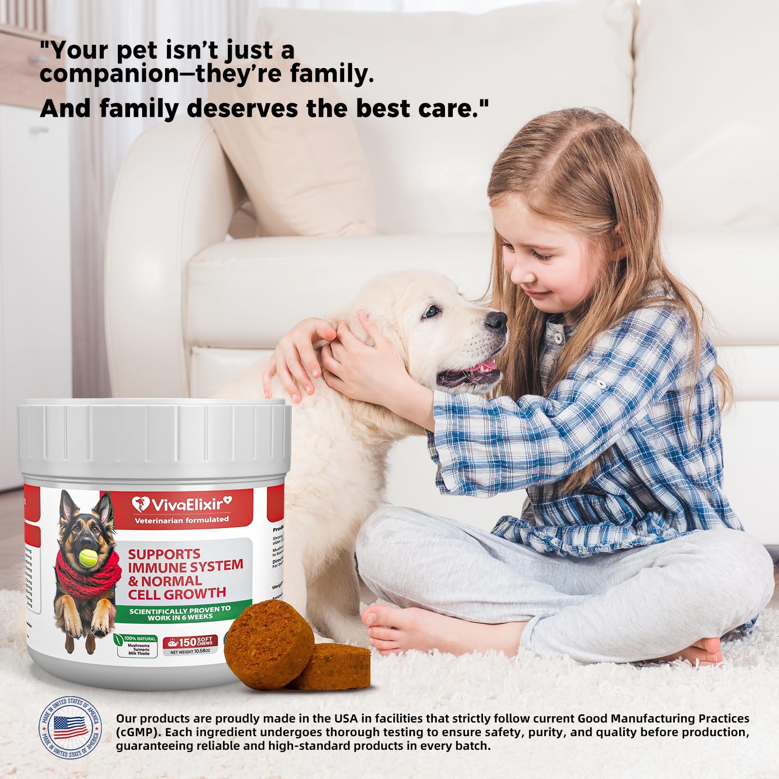 VivaElixir senior-dog energy and mobility support with natural vitality boosters.