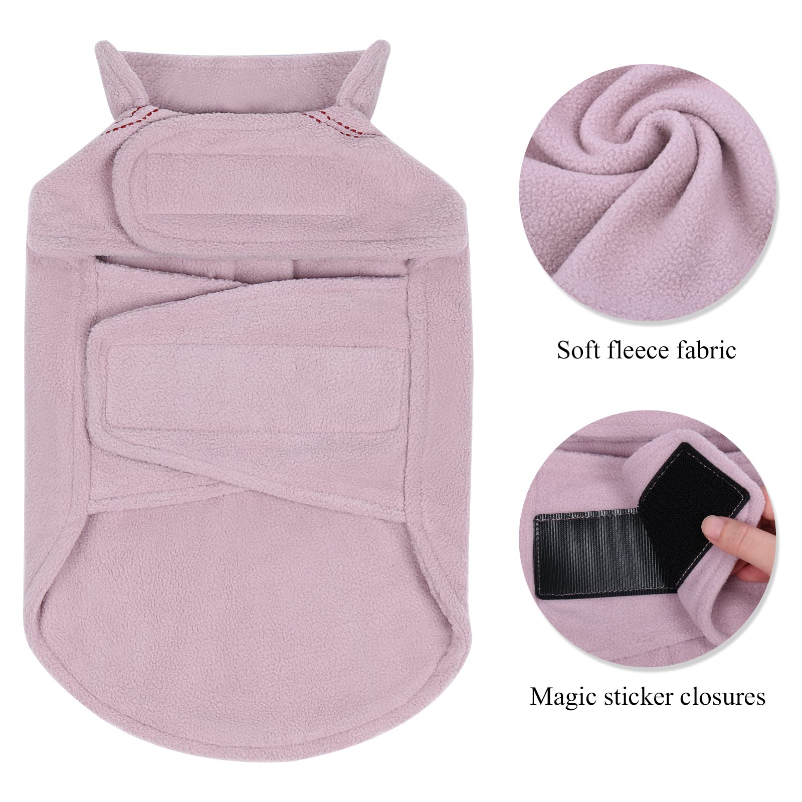VIVAGLORY dog fleece coat back leash-hole supports secure casual walks.