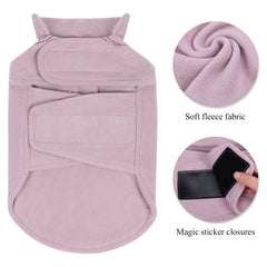 VIVAGLORY dog fleece coat back leash-hole supports secure casual walks.
