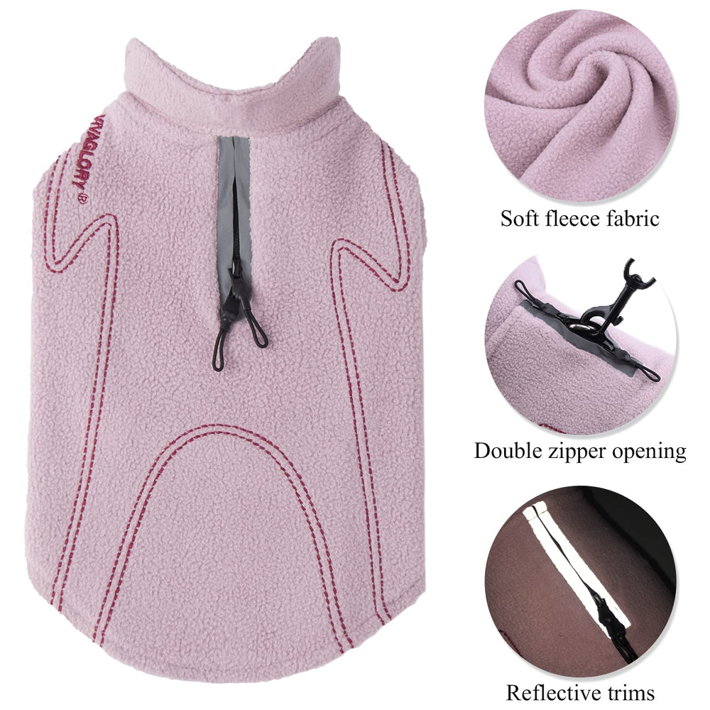 VIVAGLORY dog fleece coat double-layer warmth for cozy cold days.