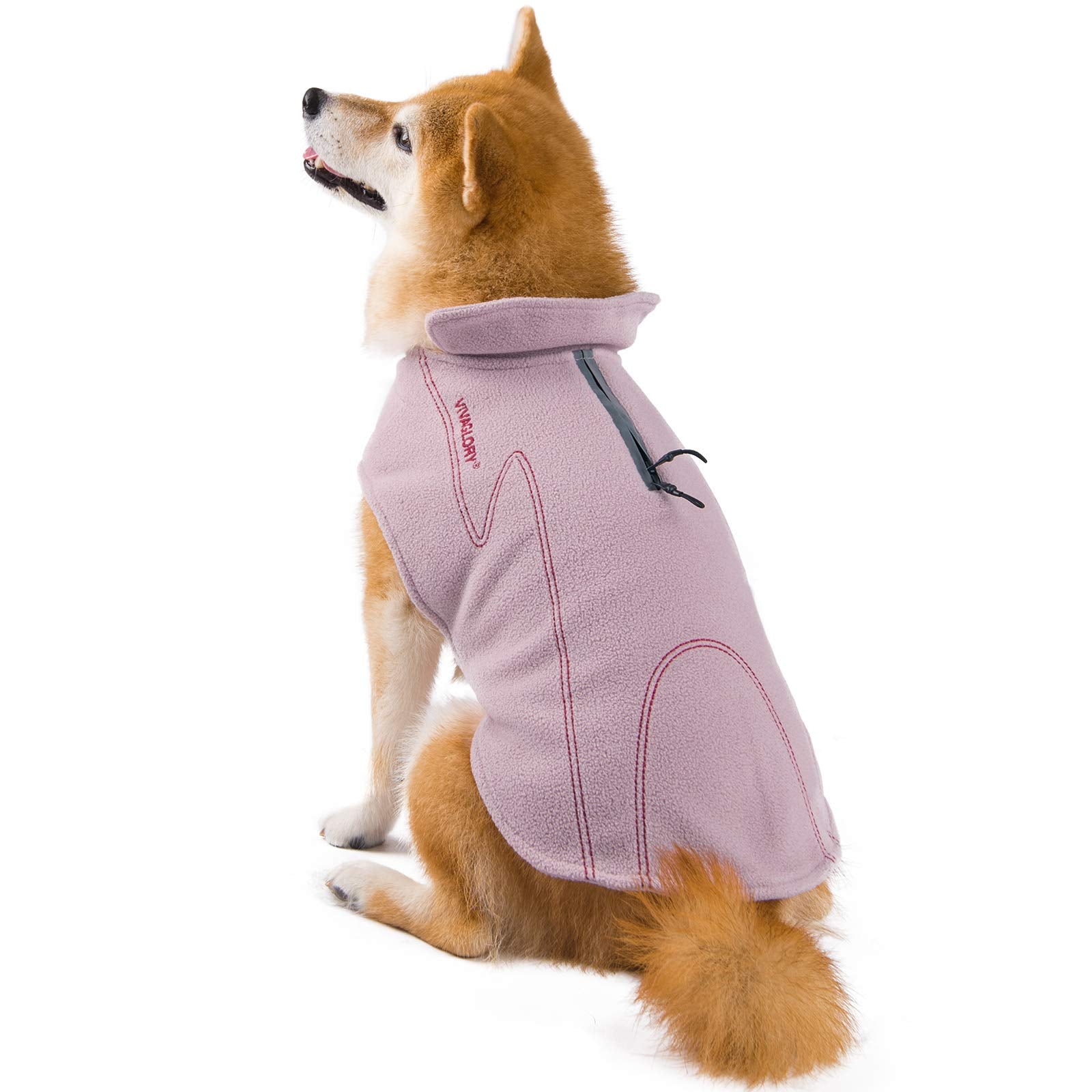 VIVAGLORY dog fleece coat pink color adds cute style and warmth.