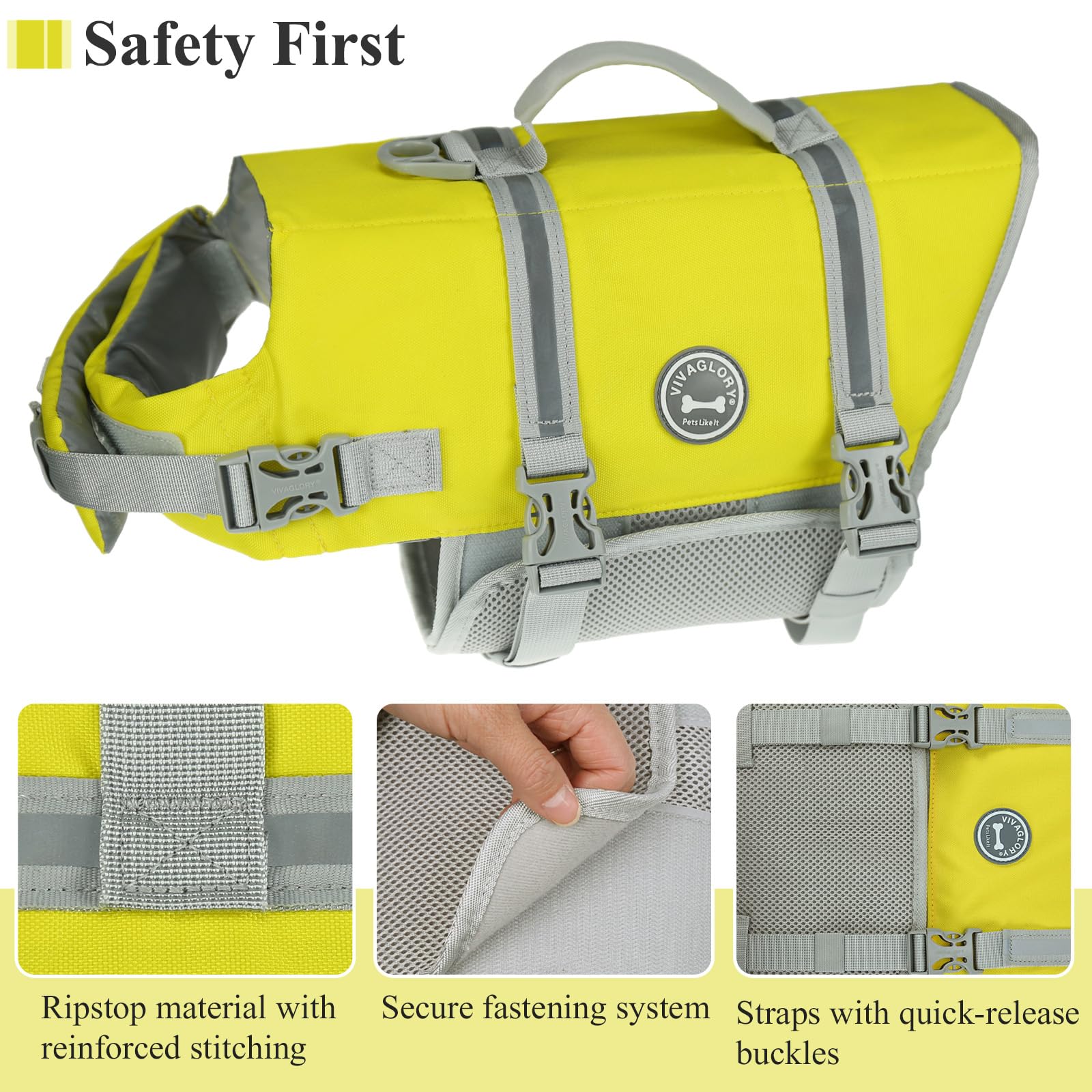 VIVAGLORY rip-stop vest with reflective trim for high visibility