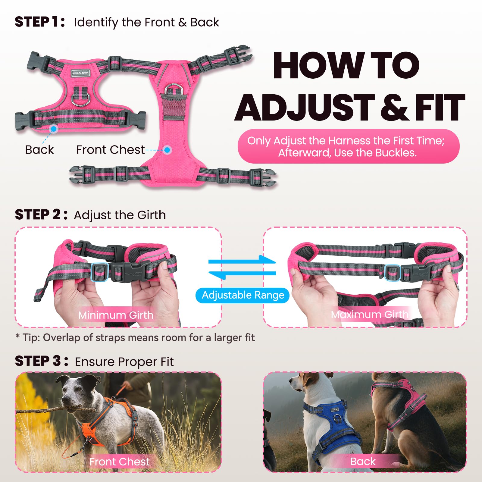 VIVAGLORY EaseWalk adjustable buckles with quick-release snaps for easy on/off.