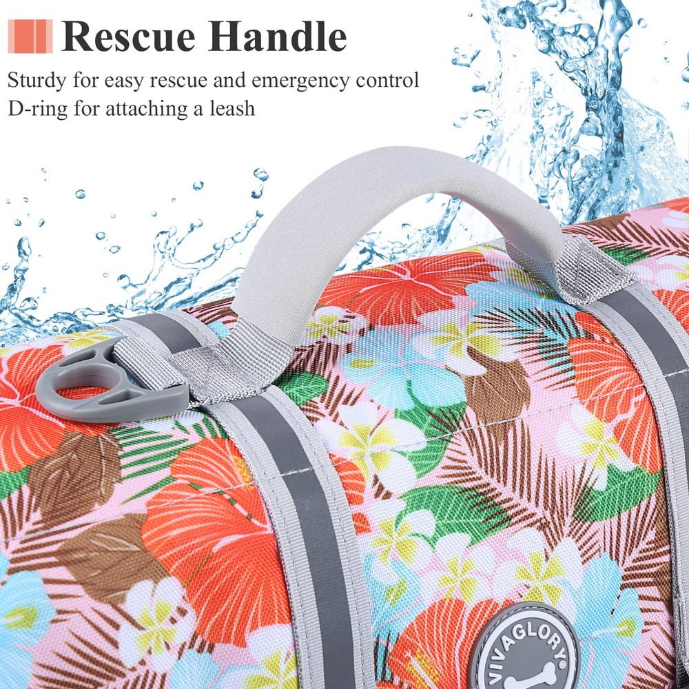 VIVAGLORY Rip Stop Dog Life Vest D-ring for leash attachment during outings.