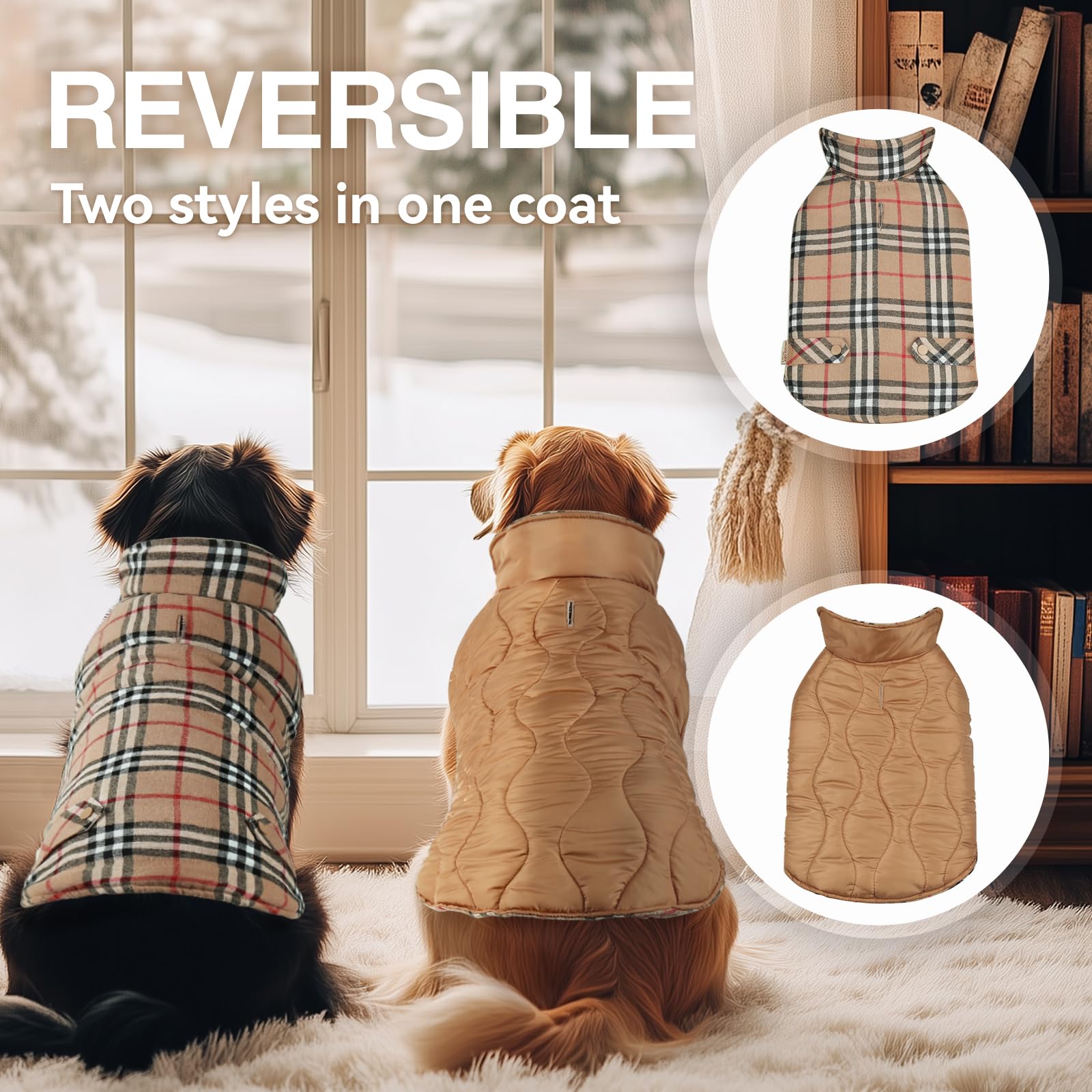 VIVAGLORY Softjoy reversible plaid showcases stylish dual looks for cold days.