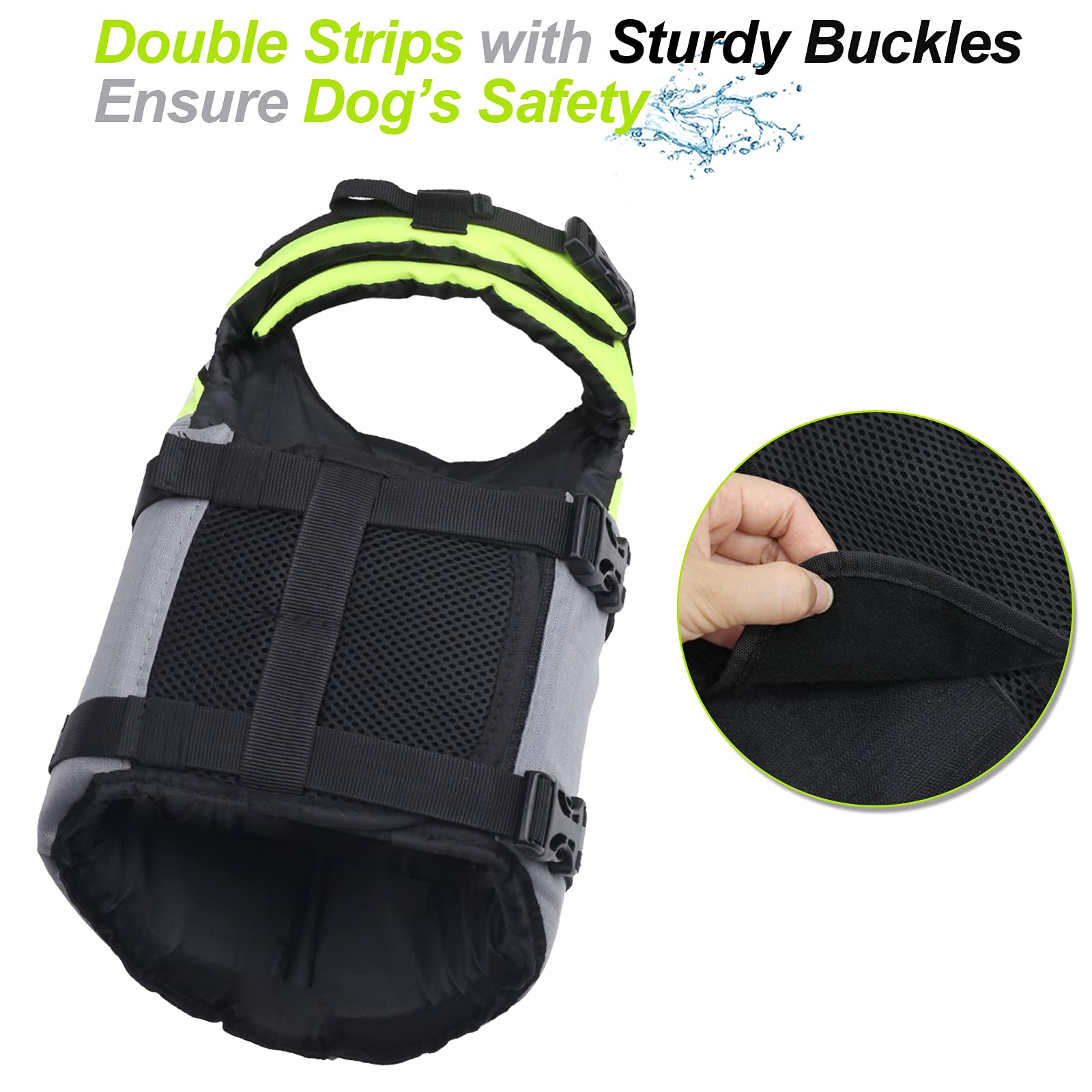 VIVAGLORY dog life vest with handle and D-ring for quick rescue