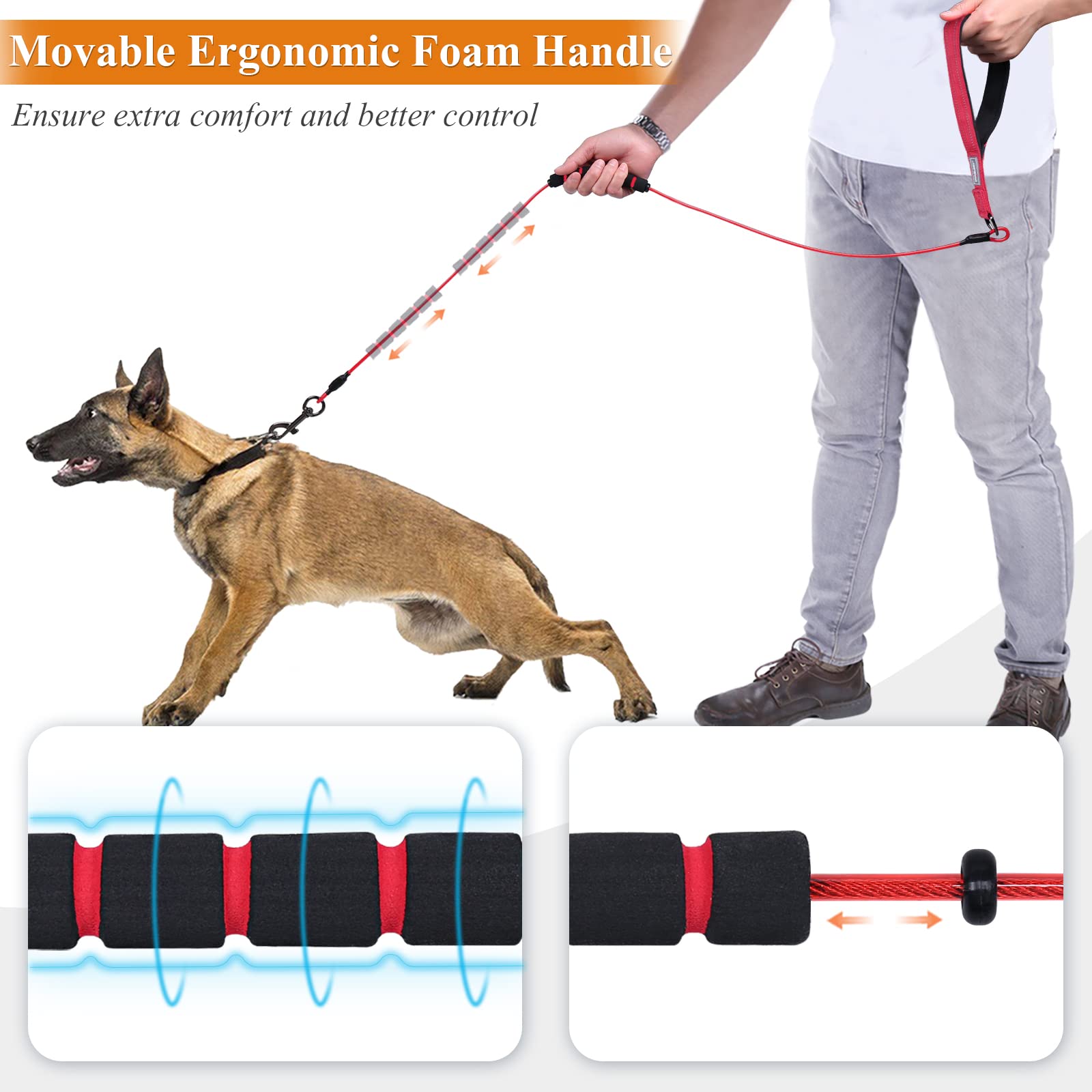 VIVAGLORY Toughbite leash with double handles for better control during walks