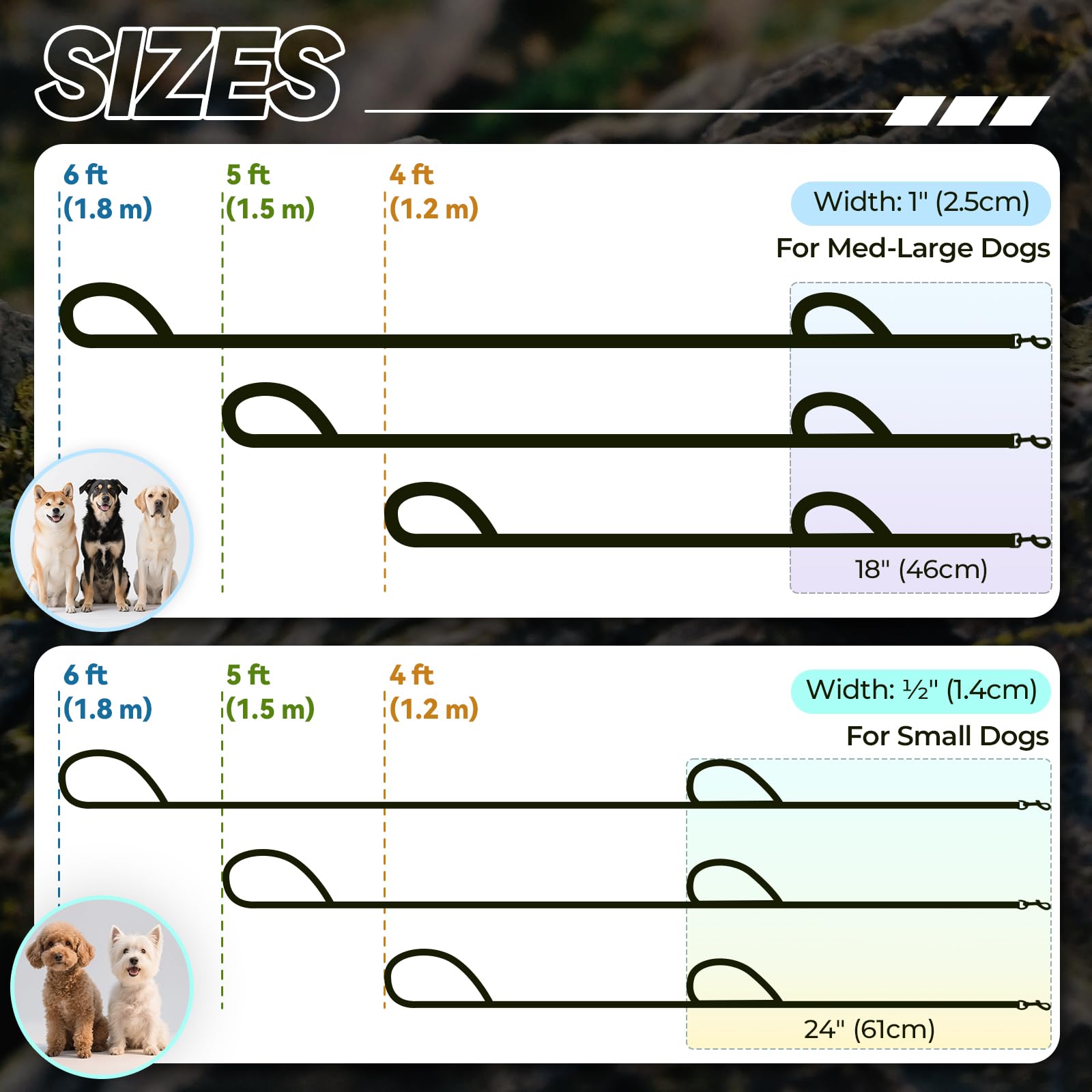 VIVAGLORY Twingrip leash durable-nylon emphasizes sturdy construction for outdoor adventures.