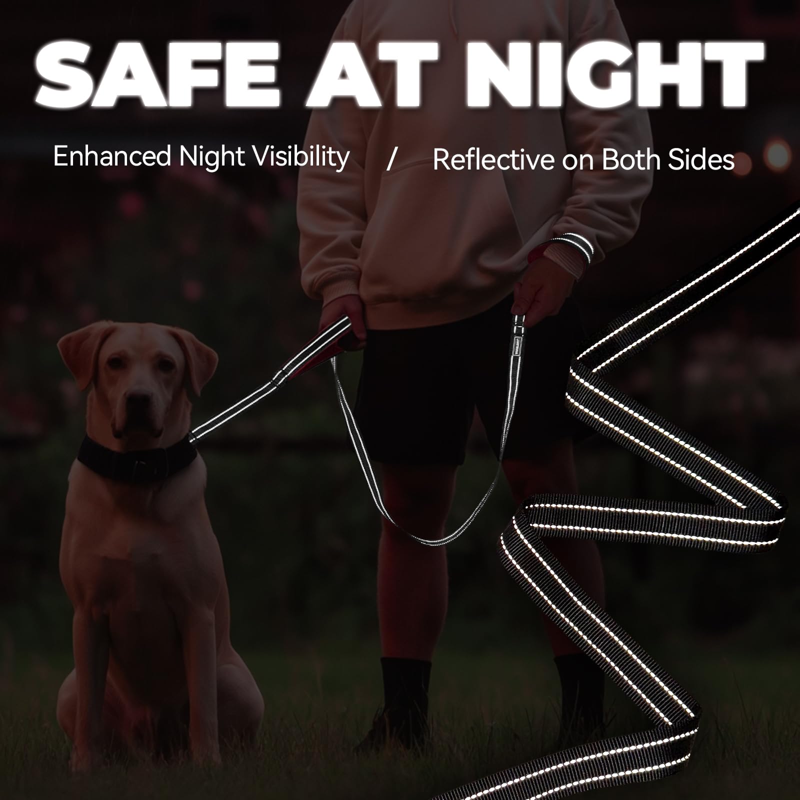 VIVAGLORY Twingrip leash length-6ft offers versatile walking and training options.