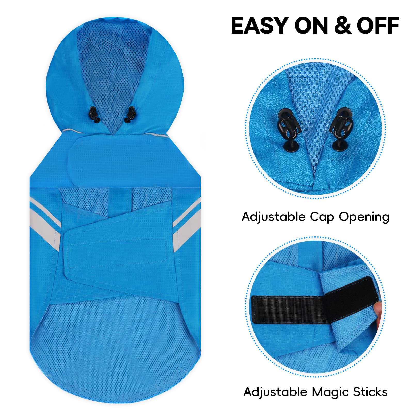 VIVAGLORY Wetoff adjustable belly strap ensures snug fit for most dogs.