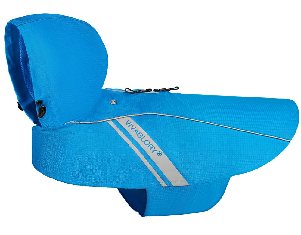 VIVAGLORY Wetoff dog raincoat front view provides reliable water resistance for daily walks.
