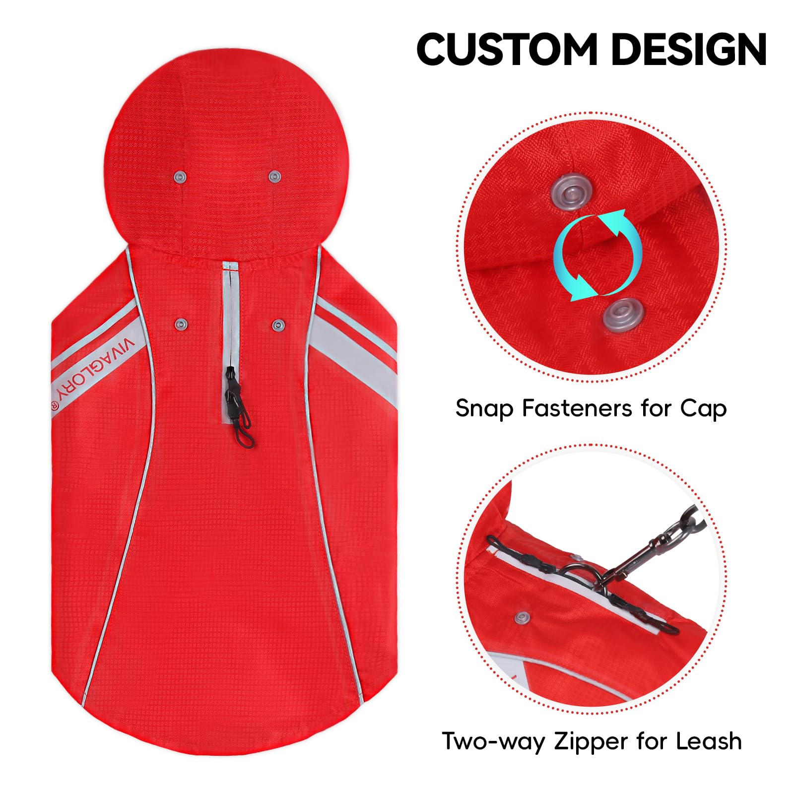 VIVAGLORY Wetoff leash hole design convenient for harness users.