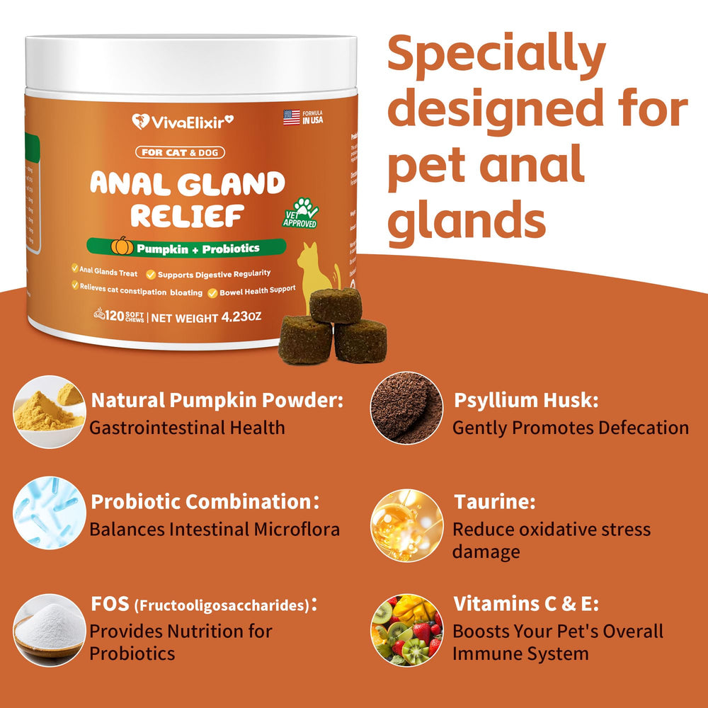 VivaElixir bottle of constipated cat chews with texture details suggesting stool support