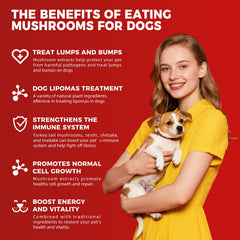 VivaElixir shiitake dog wellness tablet shown with natural ingredients.