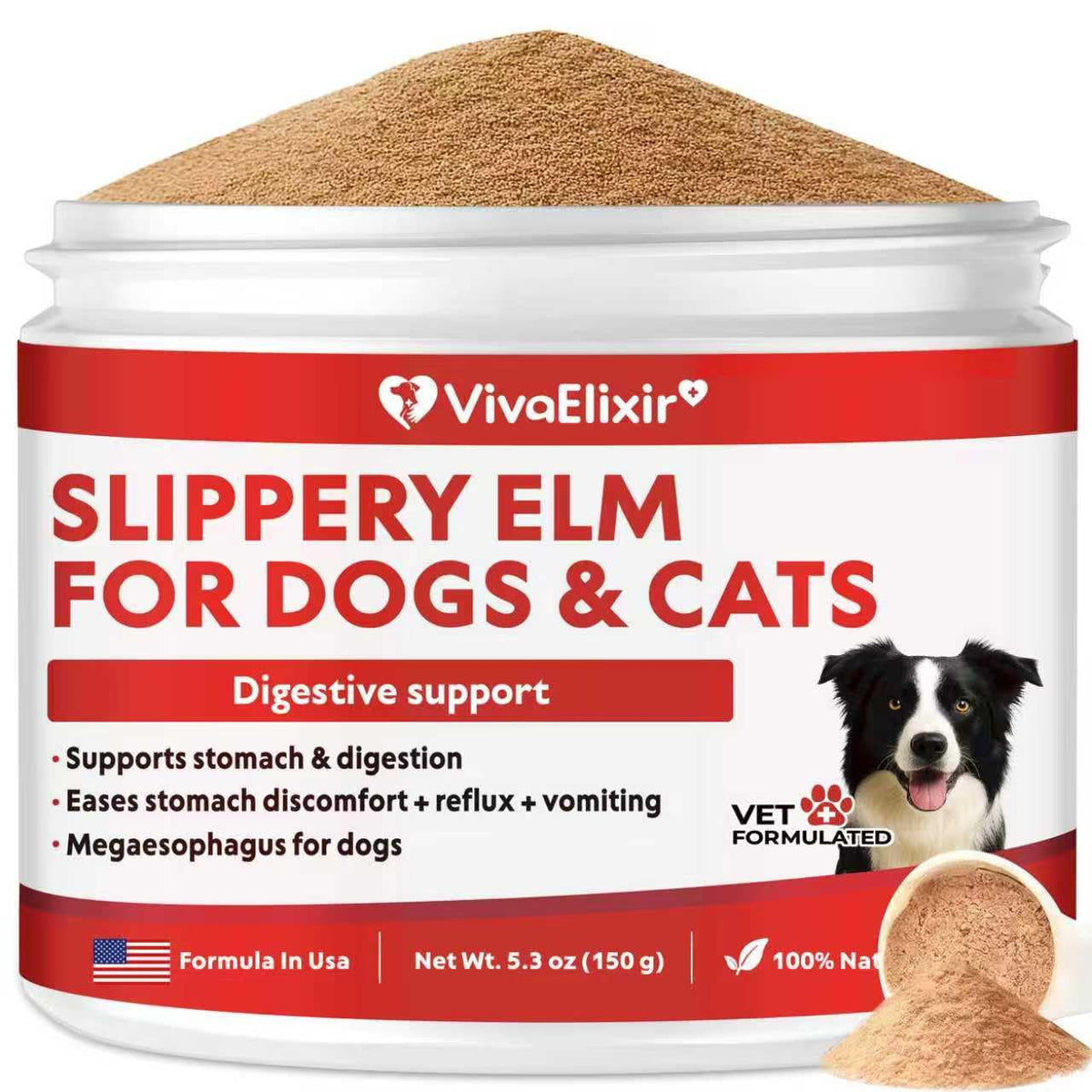 VivaElixir slippery elm-dog-bowl-mix supports gentle digestion during meals