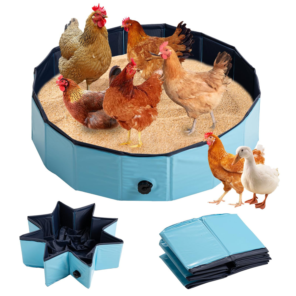 Vivaretio chicken dust bath tub in lime aids easy coop feather maintenance