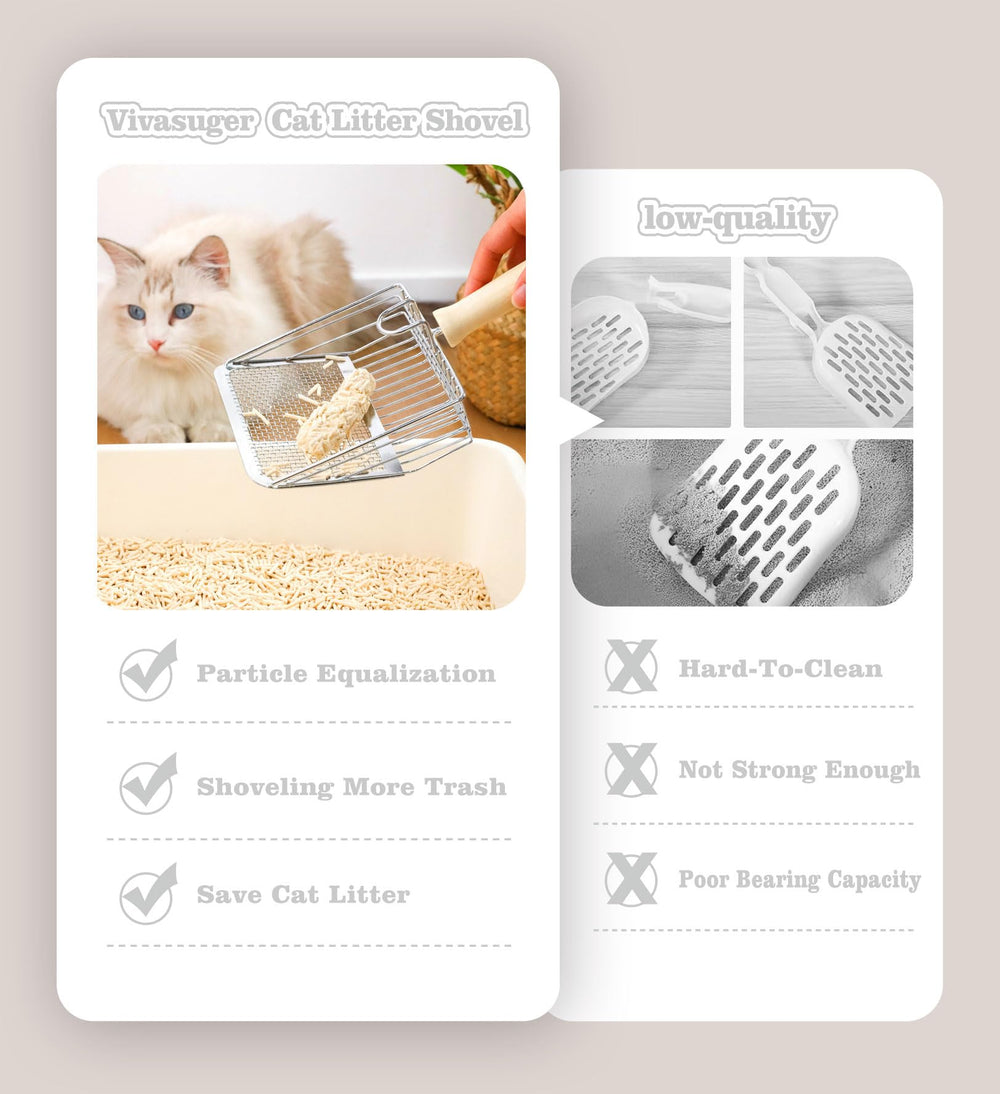 Vivasurge ergonomic long-handle scoop reduces wrist strain during scooping.