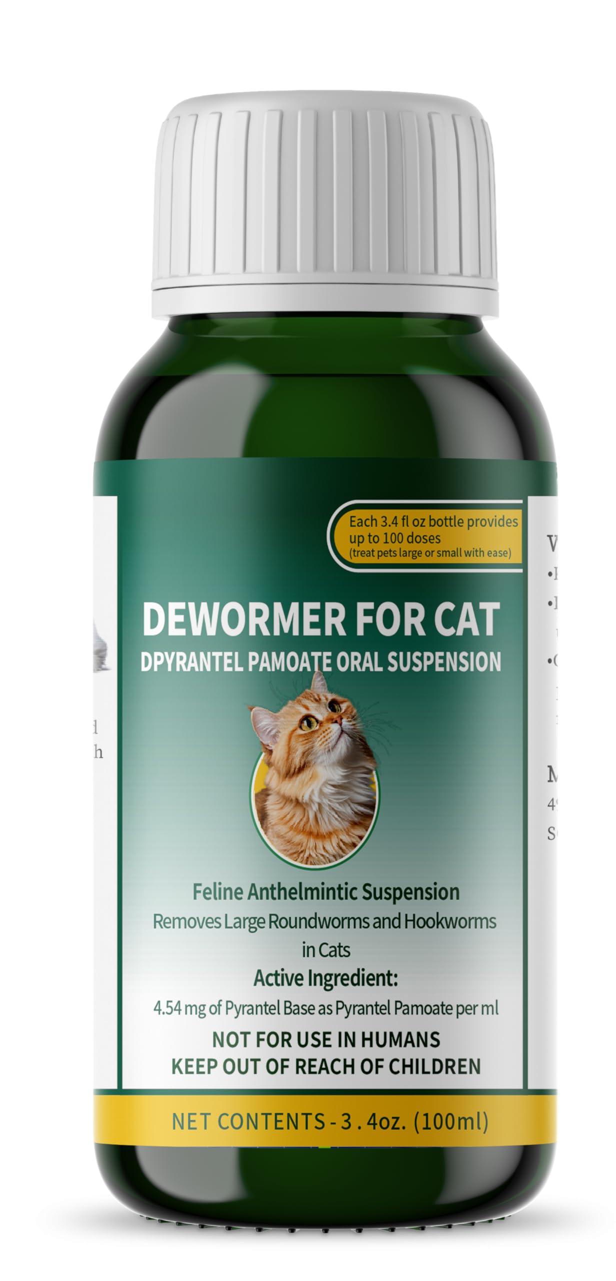 VivelysZoa liquid dewormer bottle eases administration with cat-friendly flavor.