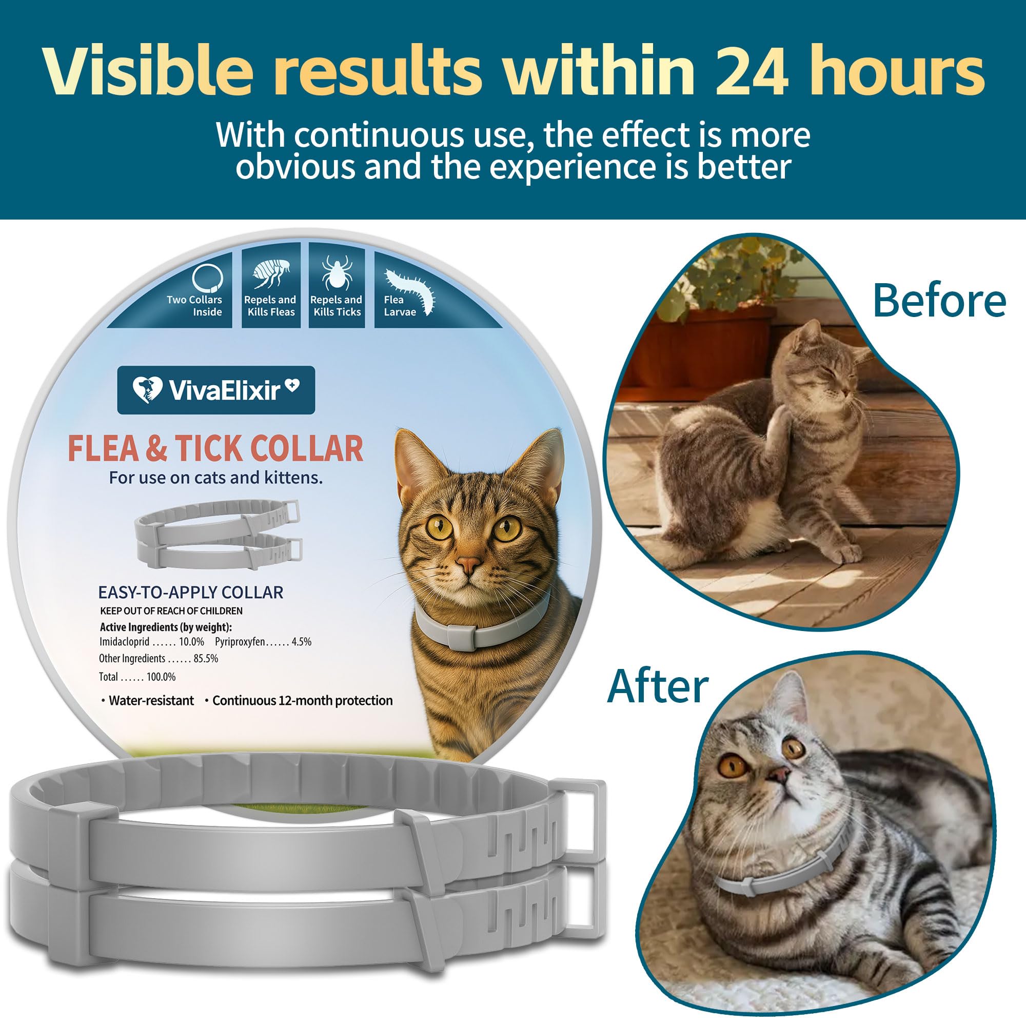 VivaElixir cat collar with soft interior for comfortable all-day wear