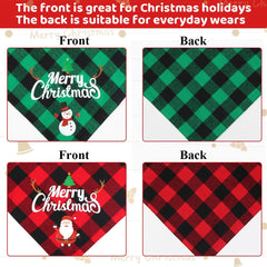 Vivifying Christmas dog bandanas back plaid view offers everyday-wear versatility