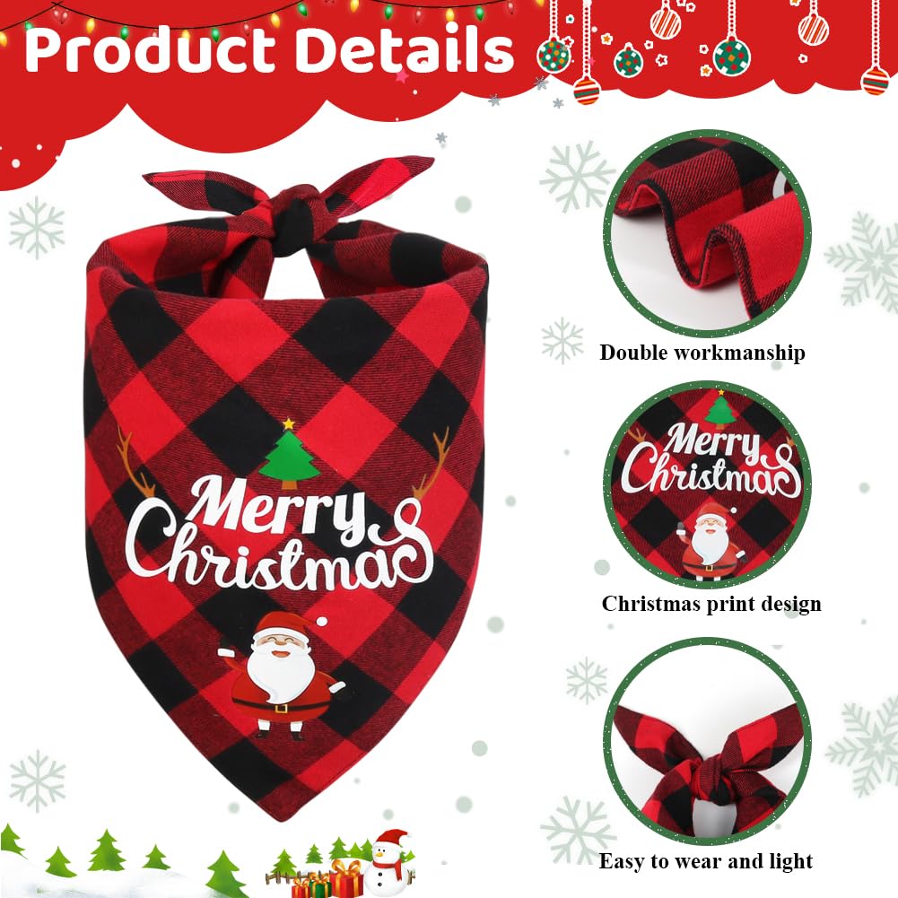 Vivifying Christmas dog bandanas reversible Santa and plaid design provides two looks