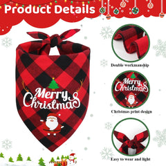 Vivifying Christmas dog bandanas reversible Santa and plaid design provides two looks