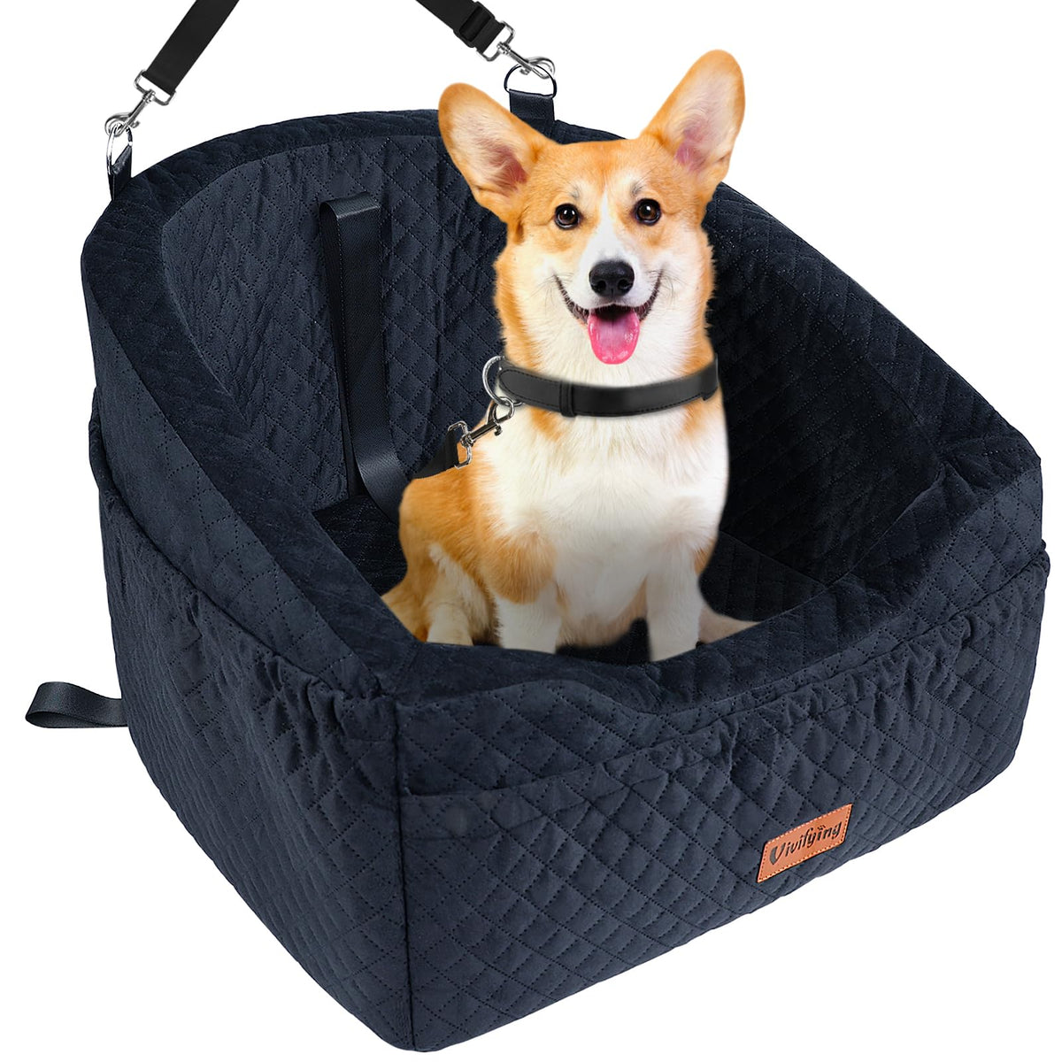 Vivifying dog car seat buckle strap securely anchors your pet for safer travels.