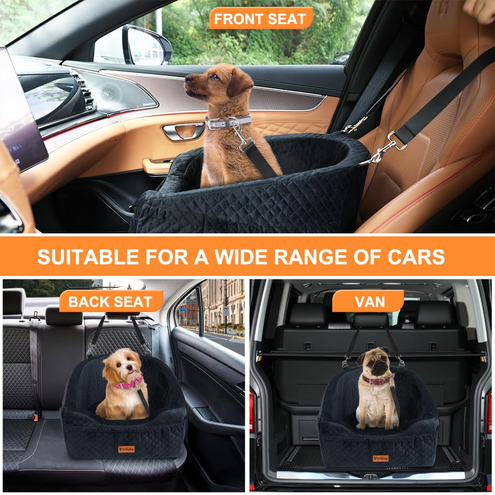 Vivifying dog car seat dimensions 18.9 by 17.7 by 13.7 inches fit small to medium dogs.