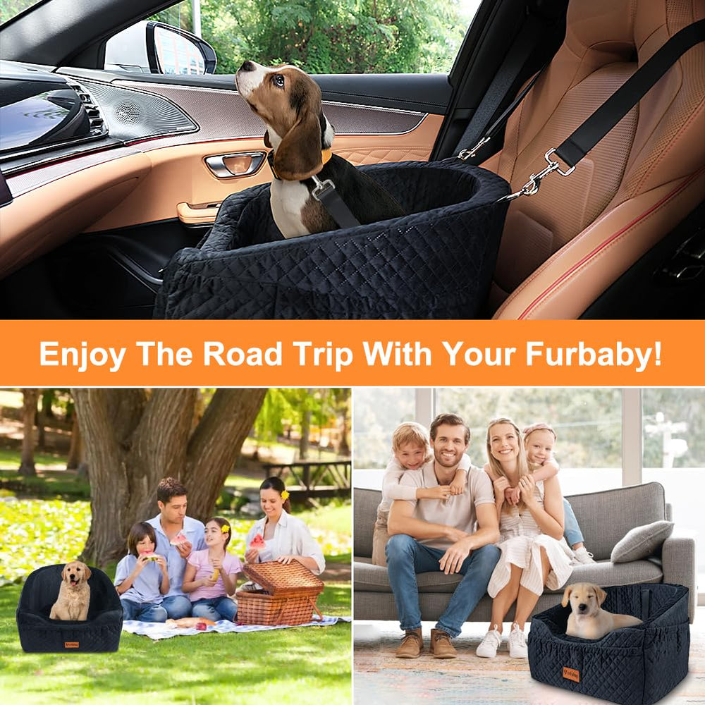 Vivifying dog car seat in-car setup shows convenience for home or travel.