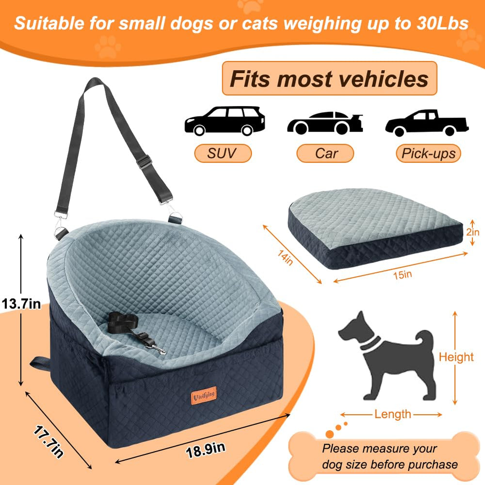 Vivifying dog car seat plush fabric close-up highlights comfortable, cozy travel for pets.