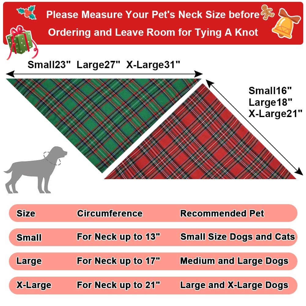 Vivifying dog christmas bandana green plaid on small dog for holiday look.