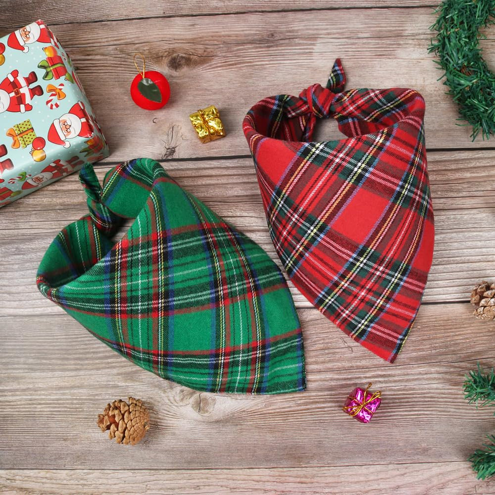 Vivifying dog christmas bandana styled for a holiday party photo shoot.
