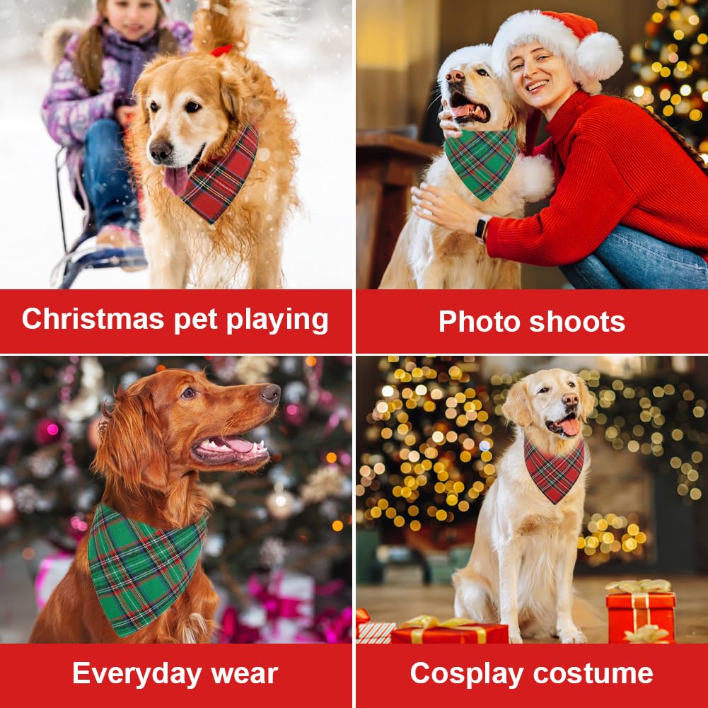 Vivifying small size Christmas bandana on dog neck up to 13 inches