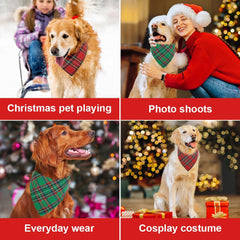Vivifying small size Christmas bandana on dog neck up to 13 inches