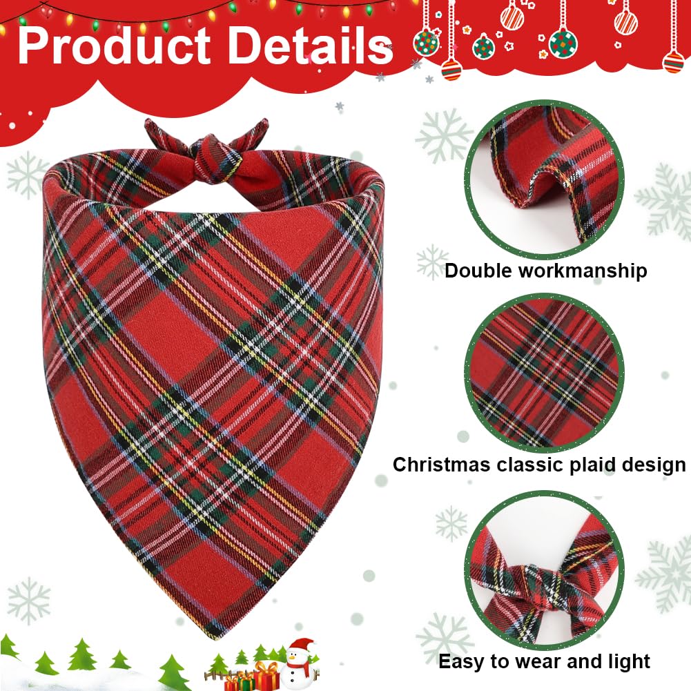Vivifying two pack dog bandanas red and green plaid for versatile styling