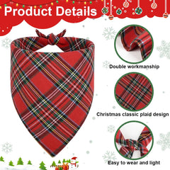 Vivifying two pack dog bandanas red and green plaid for versatile styling