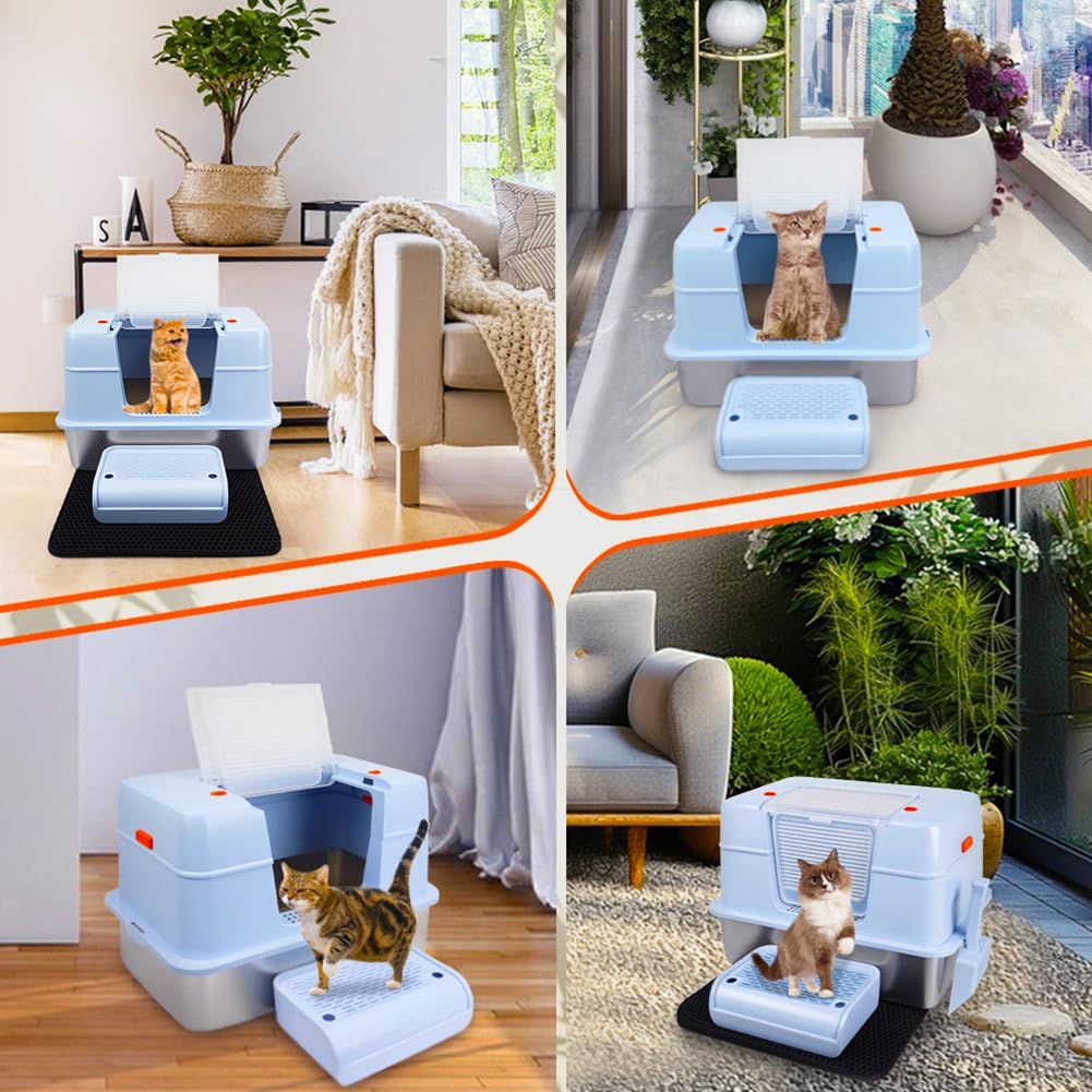 Vivifying honeycomb mat traps stray litter for cleaner floors.