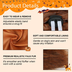 Vivifying lion mane close-up shows soft faux fur for comfortable wear.