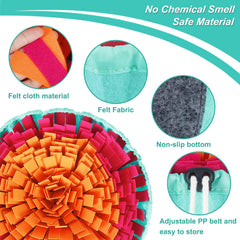 Vivifying Snuffle Mat for Dogs on chair leg with non-slip bottom demonstrates secure use