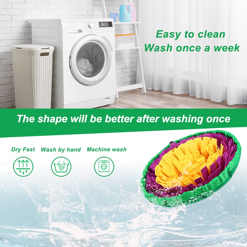 Vivifying snuffle mat machine-wash care shows easy cleaning after use