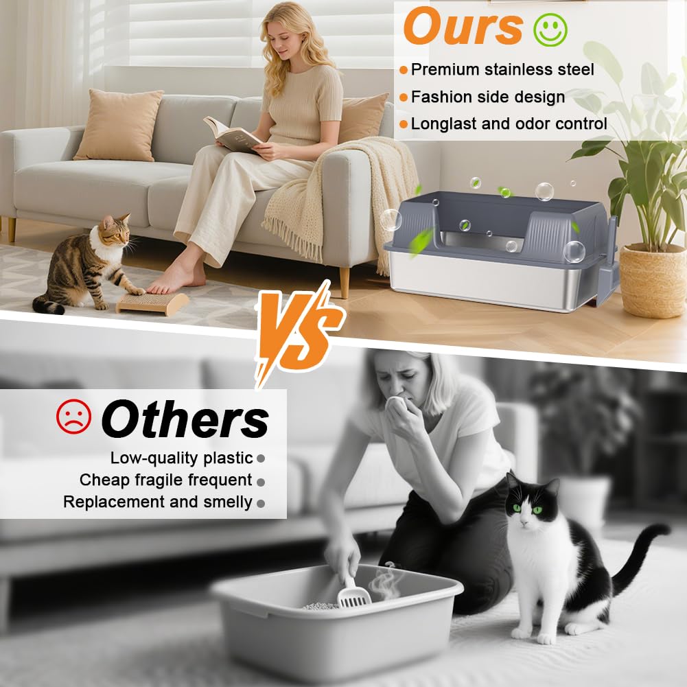 Vivifying side-open door photo underlines intuitive access for cats.