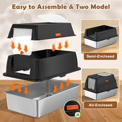 Vivifying stainless steel litter box dual-exit design supports various cat behaviors and reduces spills