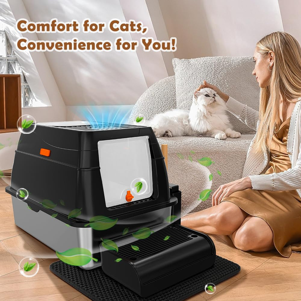 Vivifying stainless steel litter box footboard assists kittens and seniors with access