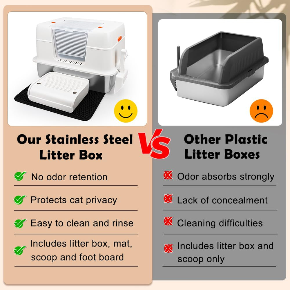 Vivifying included scoop with stainless steel box; quick litter maintenance.