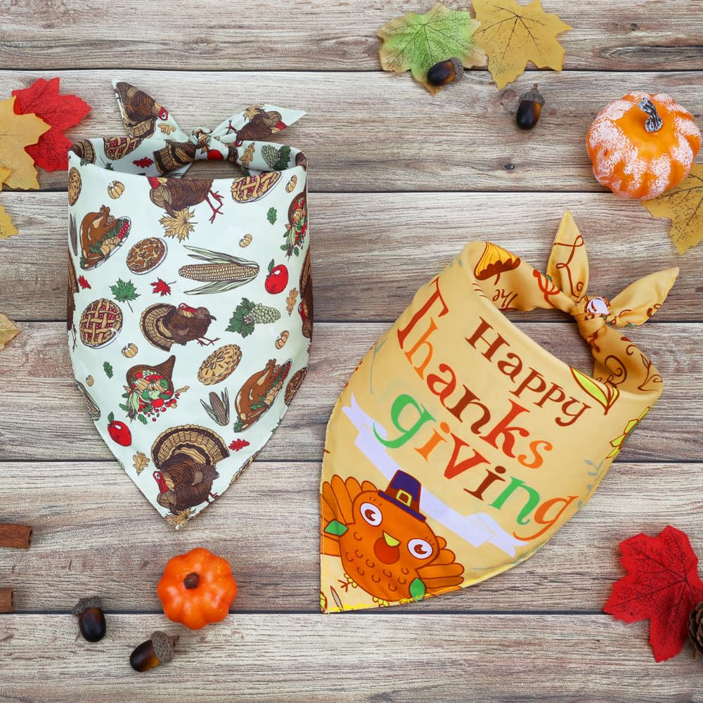 Vivifying Thanksgiving dog bandana worn during dinner-time serves as a cute photo prop.