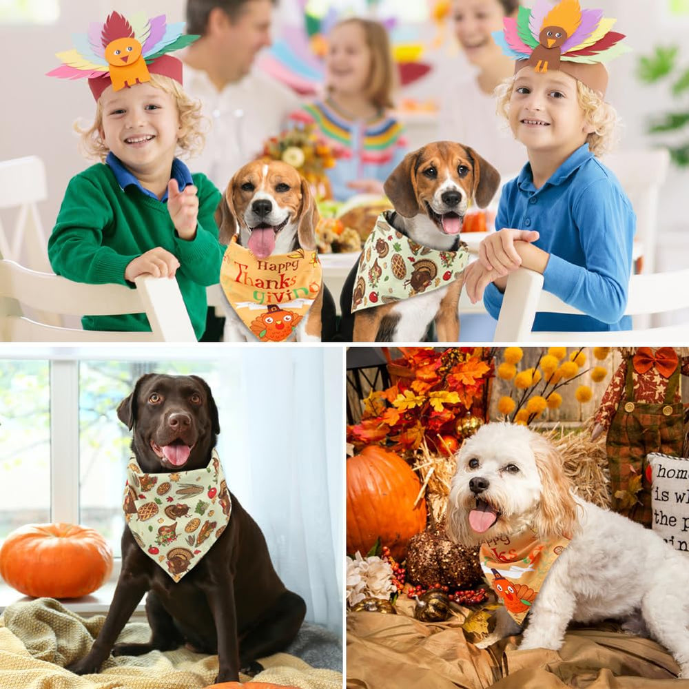 Vivifying Thanksgiving dog bandana large-neck fit demonstrates easy sizing for most dogs.