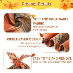 Vivifying Thanksgiving dog bandana orange plaid front view for Halloween vibes