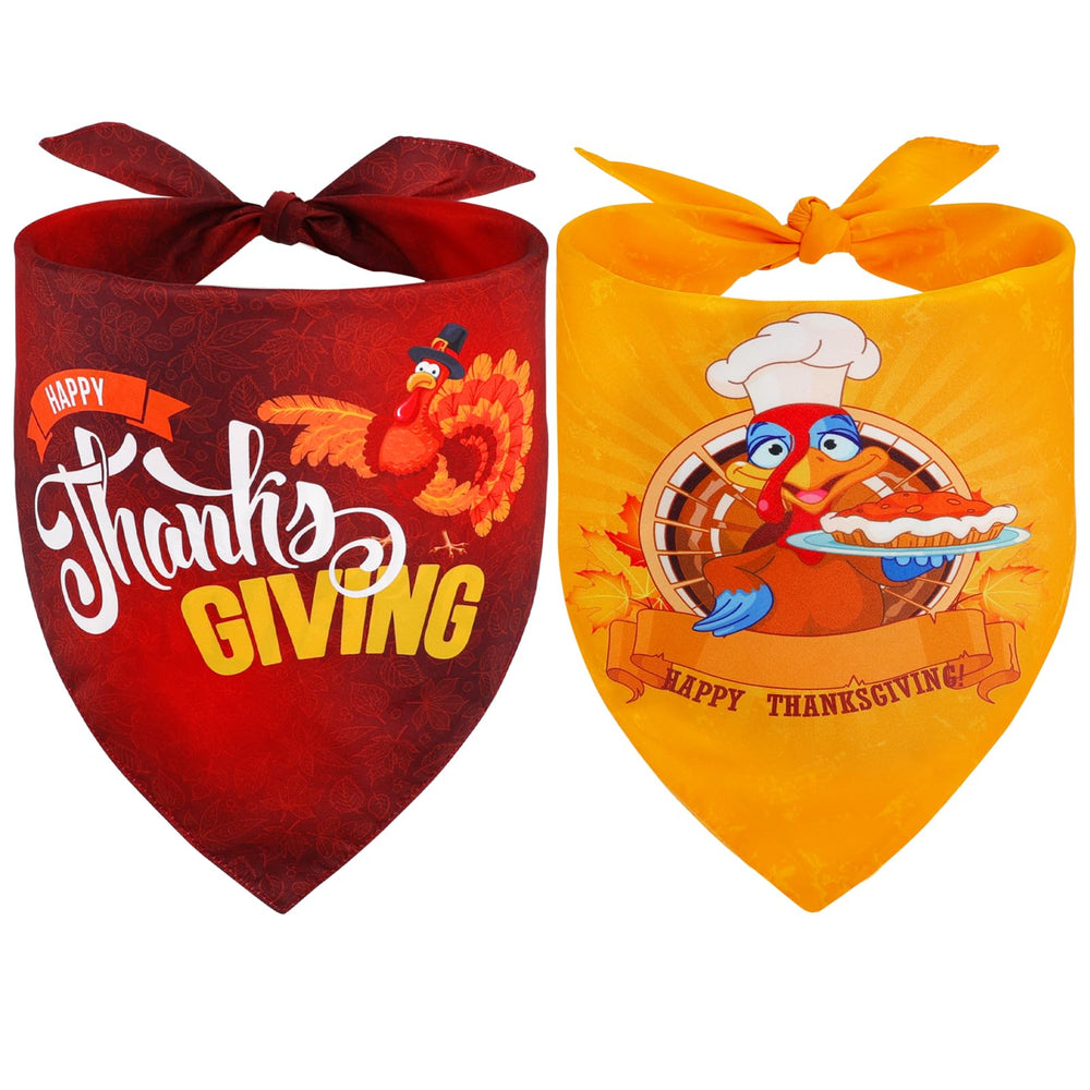 Vivifying Thanksgiving dog bandana pack with turkey prints for festive photos
