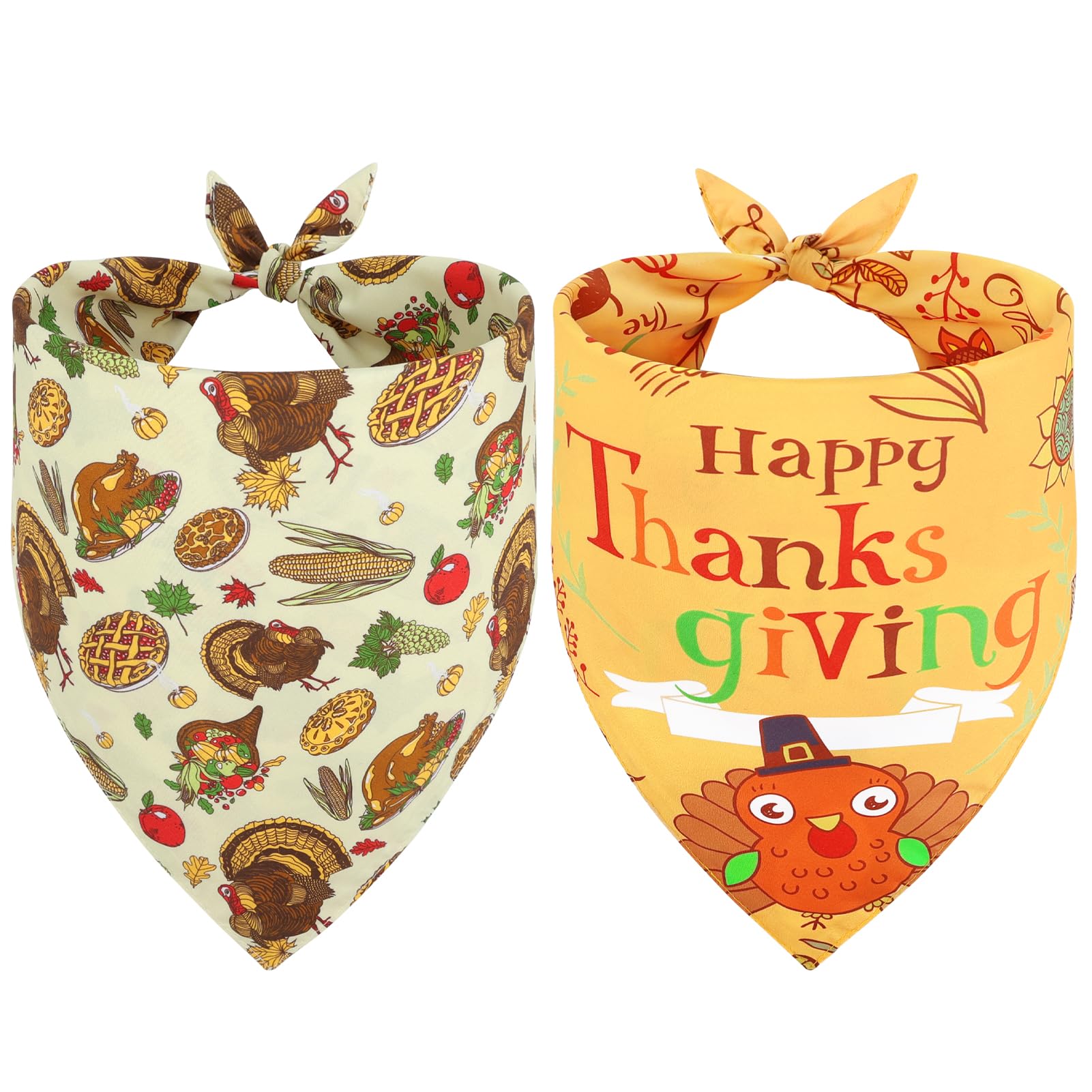 Vivifying Thanksgiving dog bandana turkey pattern adds festive charm to holiday photos.