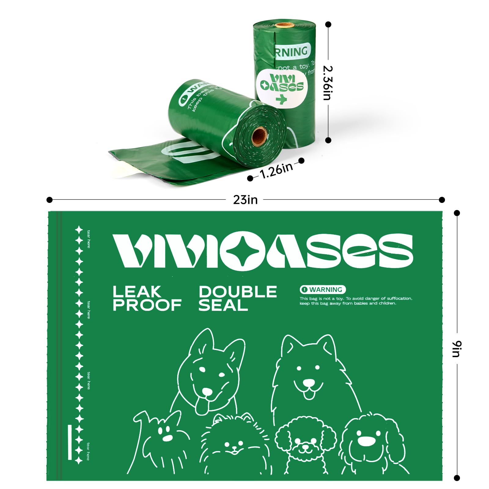VIVIOASES extra-thick poop bag demonstrates durability for tough dog waste.